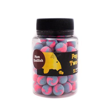 Бойлы CC Baits Two-Tone Pop Ups Plum Shellfish 10мм, 35гр